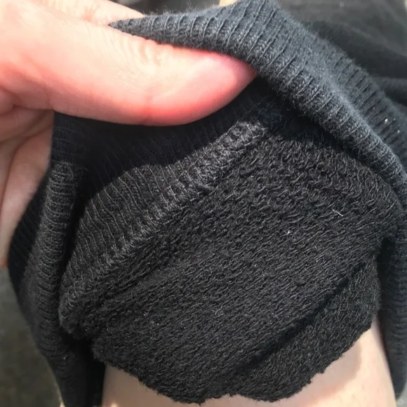 Upcycled Leg Warmers Black Thigh Highs Studded Knee Socks Sweatshirt Zipper Y2k - Picture 3 of 14